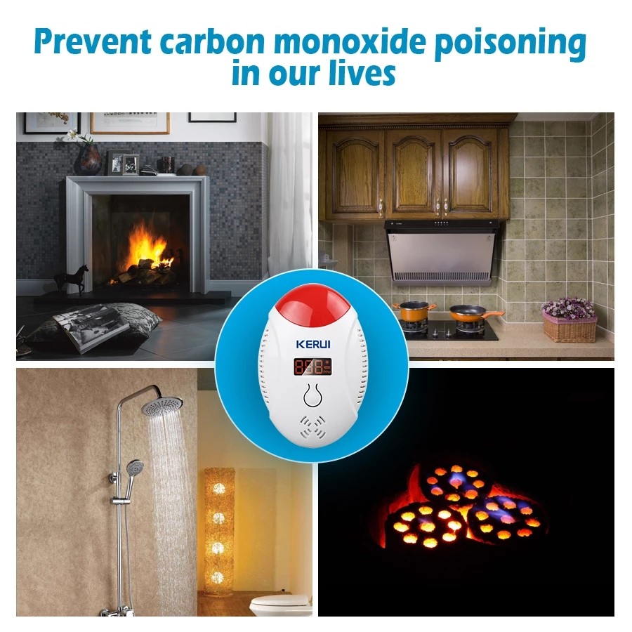 Alarm Gas Carbon Monoxide Gas Detector Sensor Karbon Monoksida KERUI