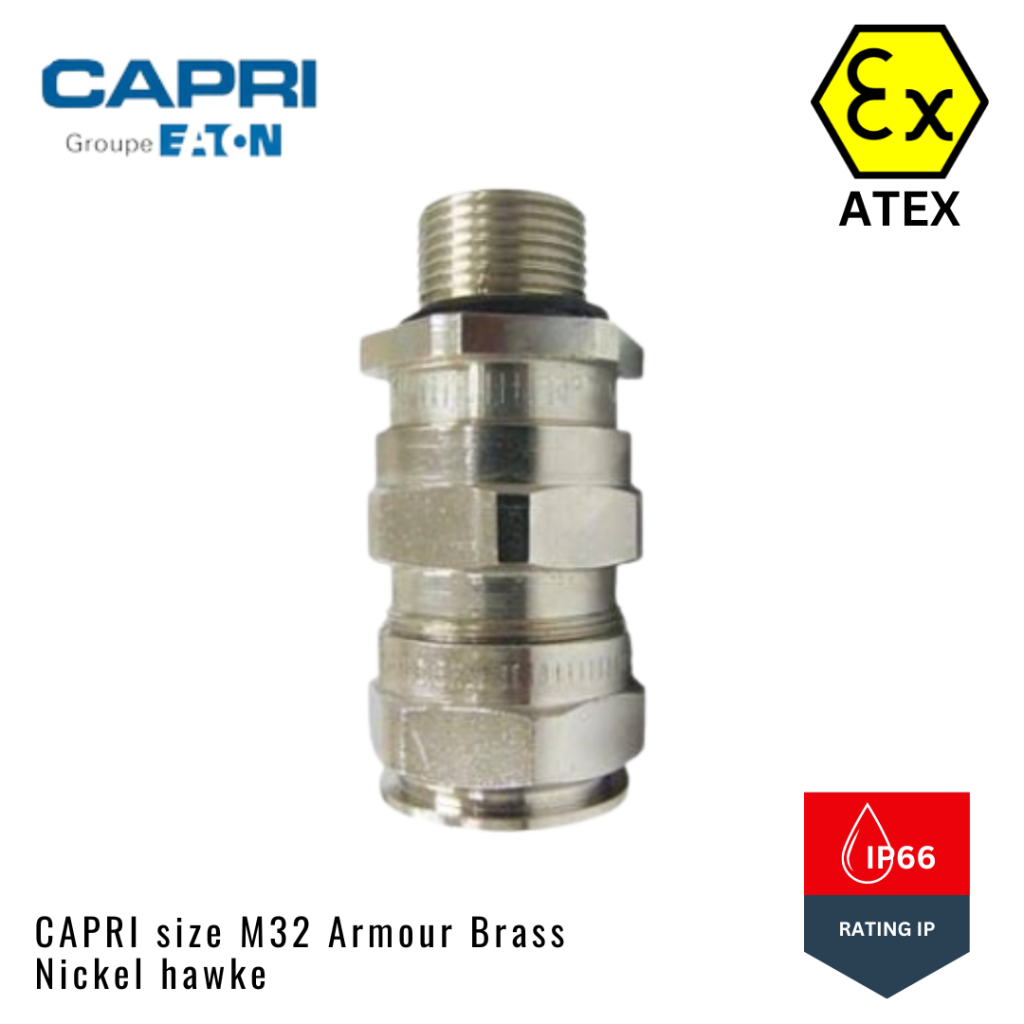 Cable Gland Explosion Proof Capri Size M Armour Brass Nickel Hawke